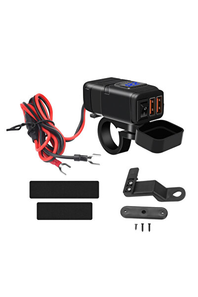 Choice 1pc Motorcycle TYPE-C USB Socket QC3.0 Fast Charger 60W Handle Style w...