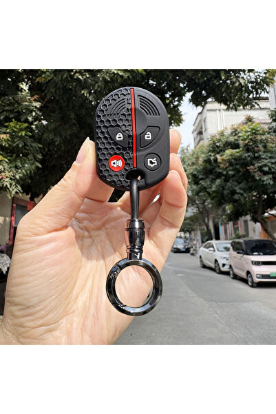 Choice مجموعة حلقات مفاتيح دائرية من السيليكون مكونة من 4 أزرار لسيارات فورد ...
