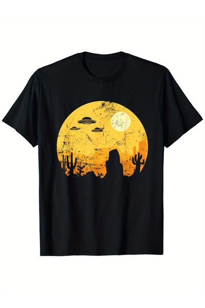 yiou trendy clothing تي شيرت رجالي بنمط ريترو ديزرت يو إف أو