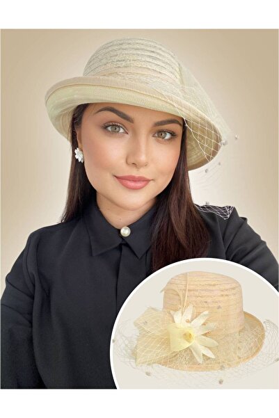 Confortino Luxury women's organza hat with veil - ONE SIZE, ADJUSTABLE
