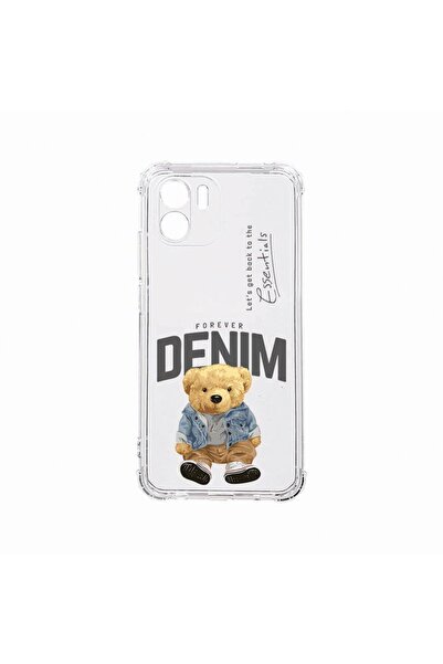 bestcase Противоударен калъф, съвместим с Xiaomi Redmi A1, деним стил с плюше...