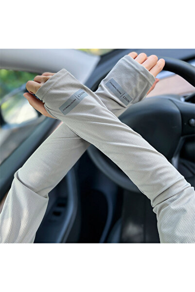 Choice One Size light gray Ice Sleeves for Men's Woman Sun Protection Japanes...