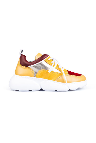 UrbanShoes Pantofi sport damă din piele naturală, Leofex- 238 Galben Vişiniu Box