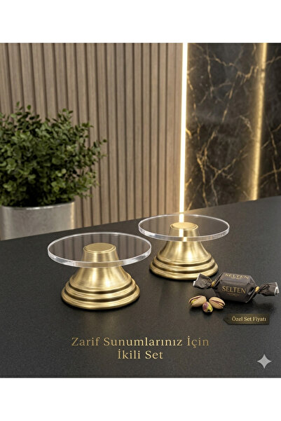 CHANCE GİFT 2 Adet Kahve Yanı Pleksi Lokumluk Dekoratif Ayaklı Sunumluk (7X4 ...