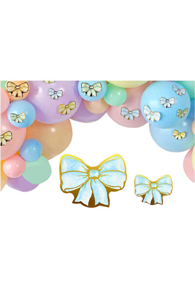 kidspartim Decorative Bow Ornament with Foil Blue 12 Pieces