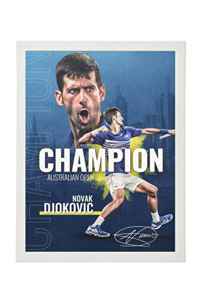 Boomah Accessories Novak Djokovic Champion Tennis Autographed Poster with Fra...