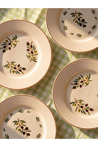 LC Waikiki I Olive Embroidered Ceramic Plate Set of 4 20 cm from Freezen Store