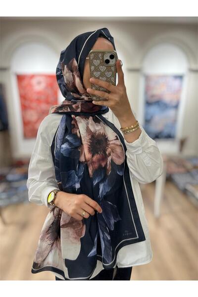 e.m ipek Rosavie Desen Soft Shawl - Navy Blue