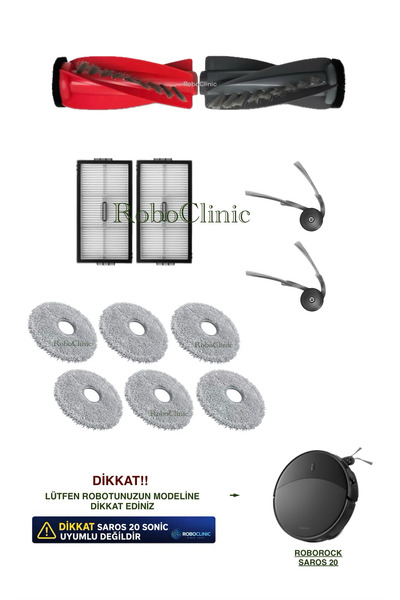 Roboclinic Perie de schimb, filtru, mop compatibil cu aspiratorul robot Robor...