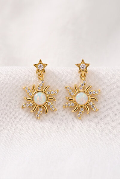 özgül takı ve tasarım Star Detailed Sun Model Zircon Stone Stainless Steel Wo...