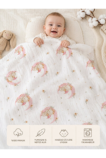 SEVİLÇANTA Çok Amaçlı Müslin Örtü ,Müslin Yenidoğan Bebek Battaniyesi. %100 P...