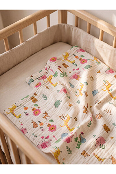 LC Waikiki Rmz Gi̇yi̇m Farkiyla Printed Baby Girl Muslin Blanket 80X90 cm