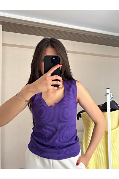 BELİN Kare Yaka Fitilli Kaşkorse Kumaş Kalın Askılı Bluz