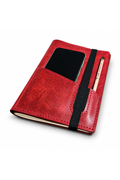 Bilikolik Hakiki Deri A5 Defter Kılıfı, El Yapımı, Telefon Cepli Ajanda Organ...