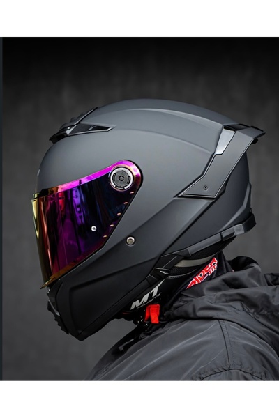 MT Helmets Thunder 4 Pure Mat siyah kask (+1 şeffaf vizörlü)