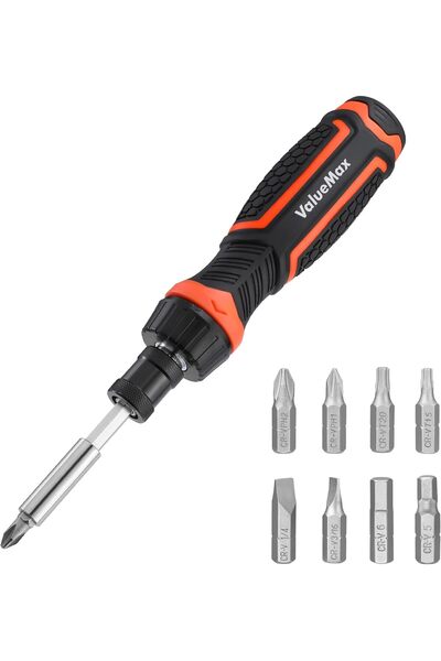 ValueMax Ratcheting Screwdriver, 9-In-1 Multi Screwdriver, Adjustable Length,...
