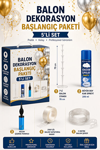 Organizasyon Pazarı 5 li Parti Tamamlama Seti Organizasyon Paketi Balon Stand...