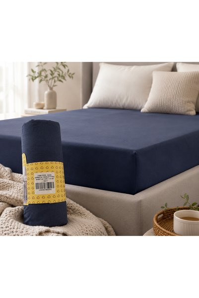HOME AURAA Essential Single Fitted Sheet 90 x 200 + 25 cm – Navy