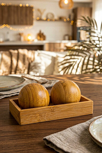 Snippy Bamo - 3 Piece Bamboo Ball Salt and Pepper Shaker Spice Rack with Stand