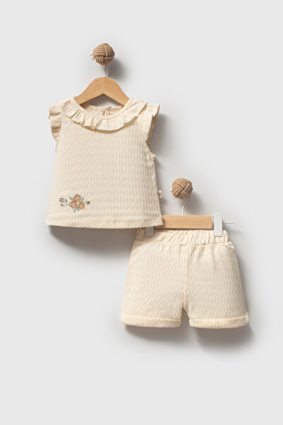 hhoneybaby Sweet Rose Self-Patterned Breathable Fabric Baby Girl 2-Piece Summ...