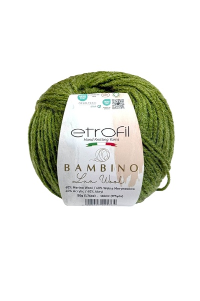 Etrofil Bambino Lux Grass Green Soft Knitting Yarn 60% Merino Wool 40% Acryli...