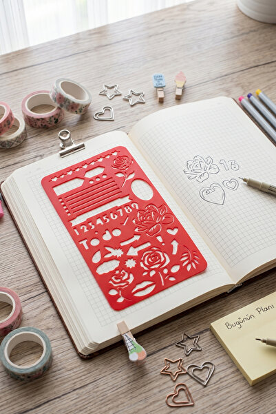 Karmelom Studio Шаблон-линийка за Bullet Journal с числа и флорални мотиви - ...