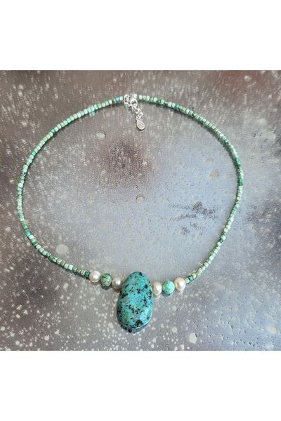 DRUZY Ocean Turquoise and Pearl Necklace #27