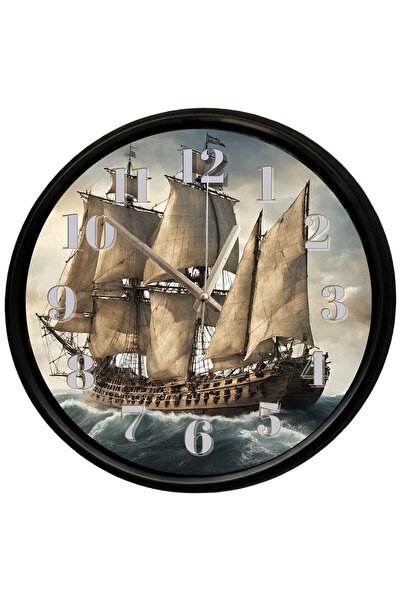 Caseras Sailing Ship Themed Decorative Wall Clock - 28 cm
