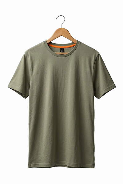 onsrawear Unprinted Plain Premium 100% Cotton Crew Neck Khaki Basic T-Shirt