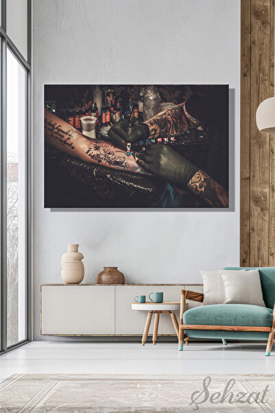 Şehzat Yatay Tekli Kanvas Duvar Tablosu Modern Dövme Tattoo Stüdyosu Ofis İş