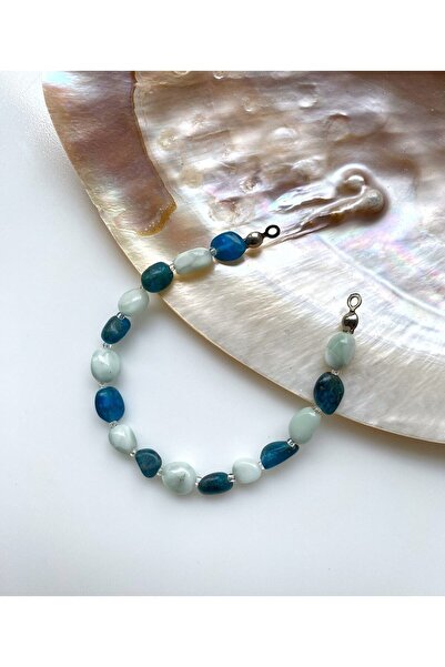 LADIN DOGALTAŞ Apatite and Larimar Natural Stone Bracelet
