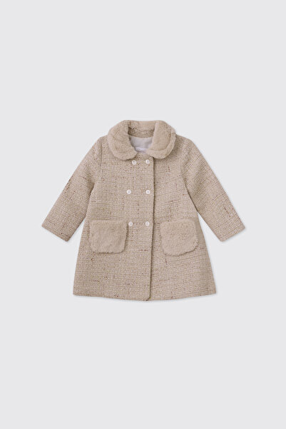Patachou Newborn Beige Coat with Pocket Detail