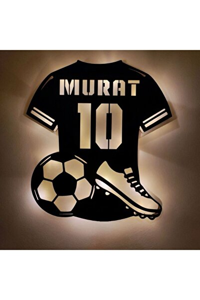 Runc Design Kişiye Özel LED Işıklı Futbolcu Forma Duvar Dekoru – İsimli Ahşap...