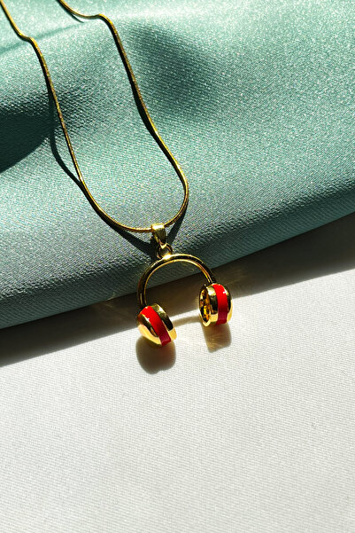 Berilya Aksesuar Steel Necklace with Enamel Earphone Figure