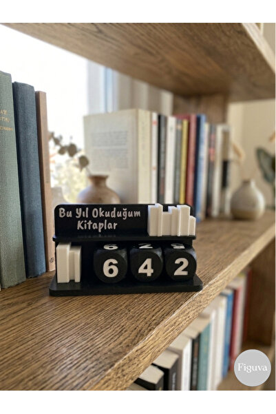 Figuva Kitap Okuma Sayacı - Dekoratif Kitaplık, Masaüstü Aksesuarı - Hediyeli...