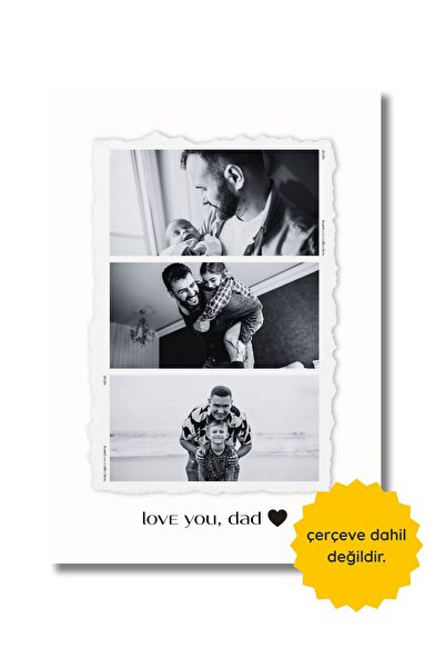 fuart.co Love You, Dad Kişiye Özel 3 Fotoğraflı Babalar Günü Posteri,Çerçeves...
