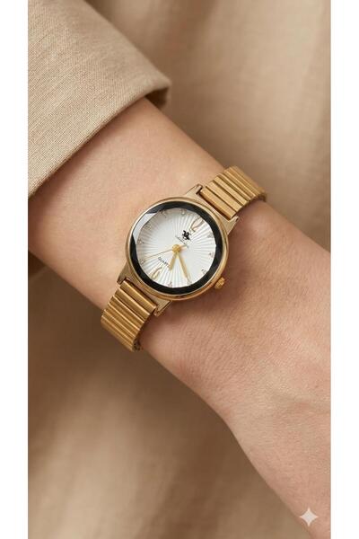 Mise Aksesuar Round Elegant Interior White Gold Wrist Watch