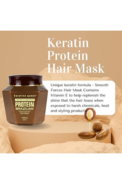 Keratine queen Brazilian Protein Hair Treatment Set, Keratine Moisturizing & Hair Loss Control – 3in1 Set With Shampoo, Serum & Hair Mask - 3in1 Set