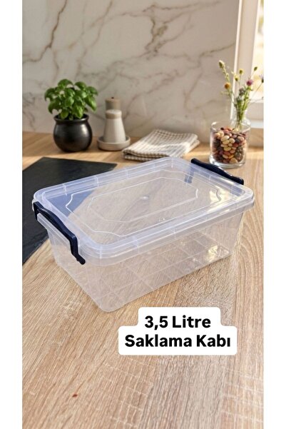 e Erta Çok Amaçlı Saklama Kabı, Koruma Erzak Kabı, (3,5 litre) Şeffaf ,Dikdör...