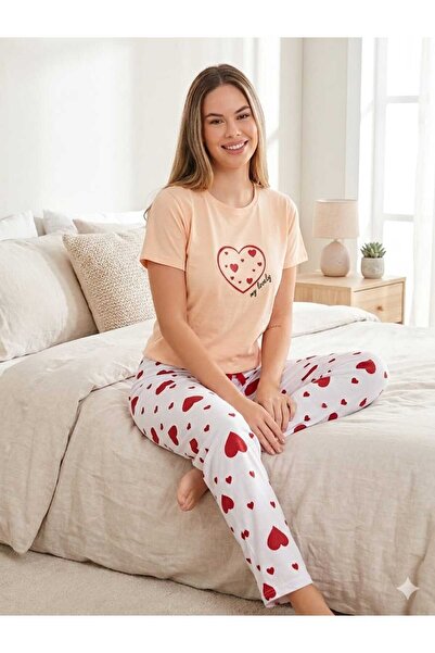 mavolie Women's Pajama Set Patterned Cotton Top and Bottom Set