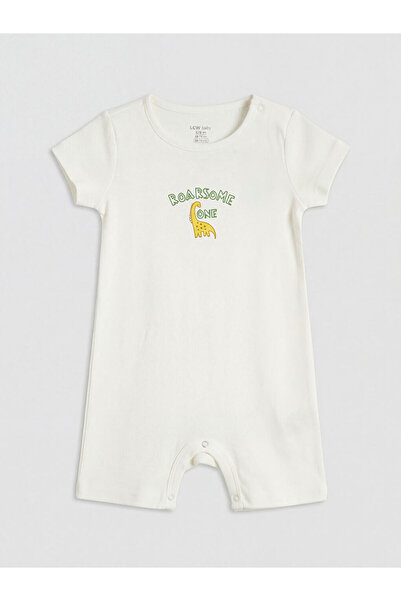 LC Waikiki Rmz Gi̇yi̇m Farkiyla Zero Roba Collar Printed Baby Boy Jumpsuit