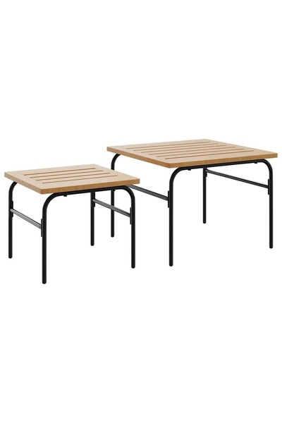 vidaxl Stackable garden coffee tables 2 pcs brown and black, steel