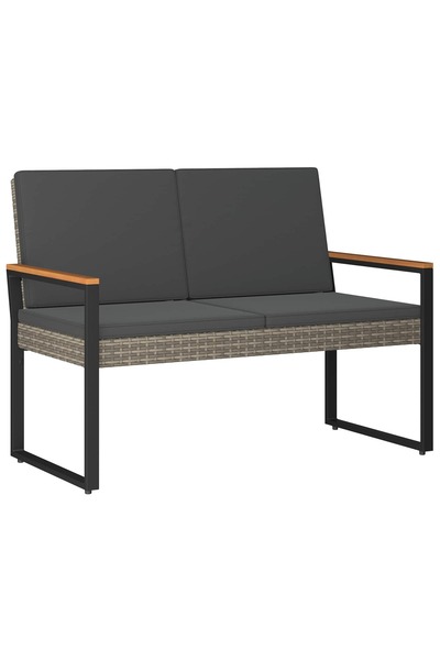 vidaxl Outdoor bench Grey and dark grey 107 x 61 x 80 cm polyrattan