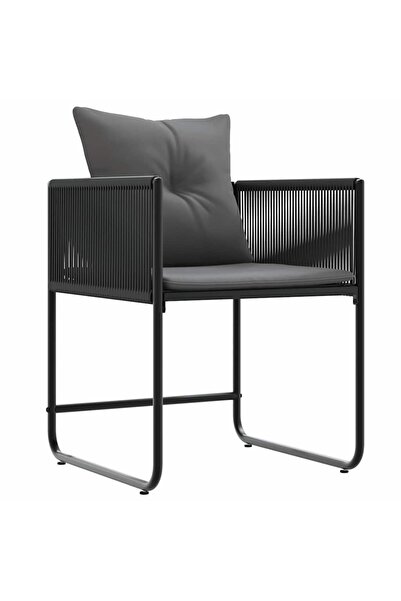 vidaxl Scaun cu pernă 4 pcs Negru și antracit Ratan PE
