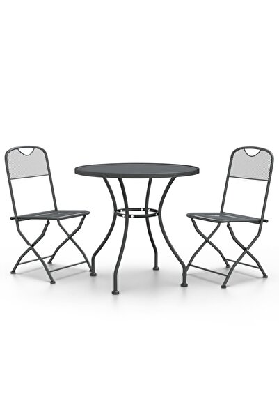 vidaxl Set mobilier grădină 3 piese antracit plasă metalică expandată