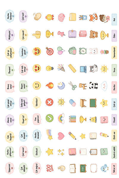 Minimaliz Studio 200+ Adet Pastel Öğretmen Sticker Seti | Motivasyon, Planner...