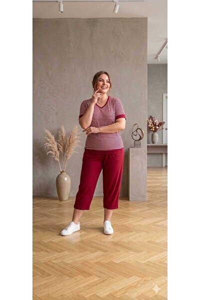 SELEN-ELA Plus Size Lycra Viscose Capri Set