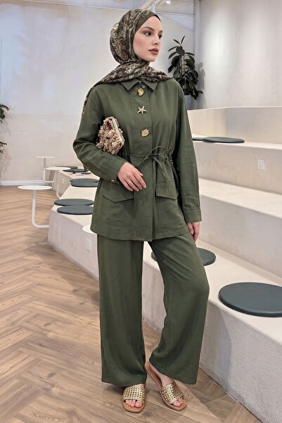 InStyle Khaki Suit with Tunnel Belted Trousers