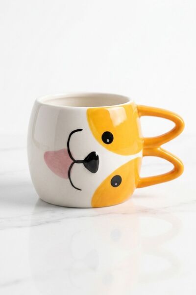 ARVALE 400 ml 3D Dog Design Ceramic Mug - Handmade Animal Figured Cup