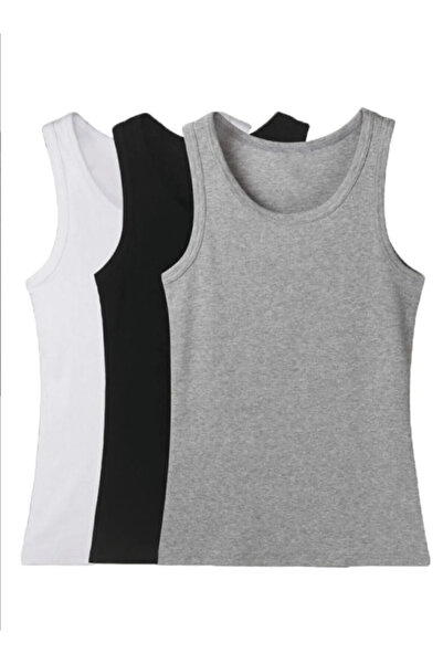 NACAR STORE Men's 3-Pack 100% Cotton Combed Cotton Undershirts Black-Grey-Whi...